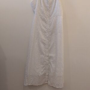 SHEIN White Eyelet Button-Down Dress